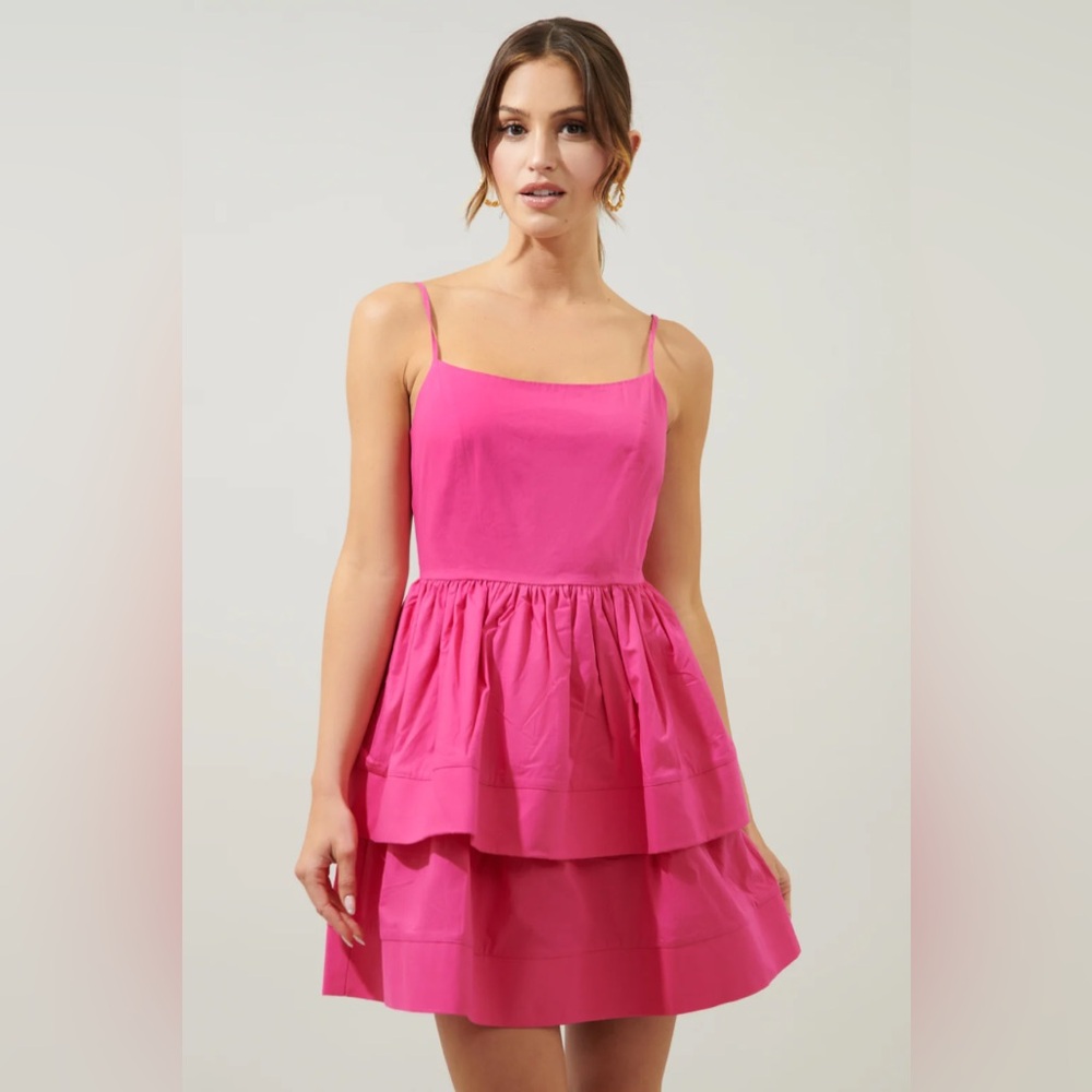 ASOS Hot Pink Layered Mini Dress Sz 8